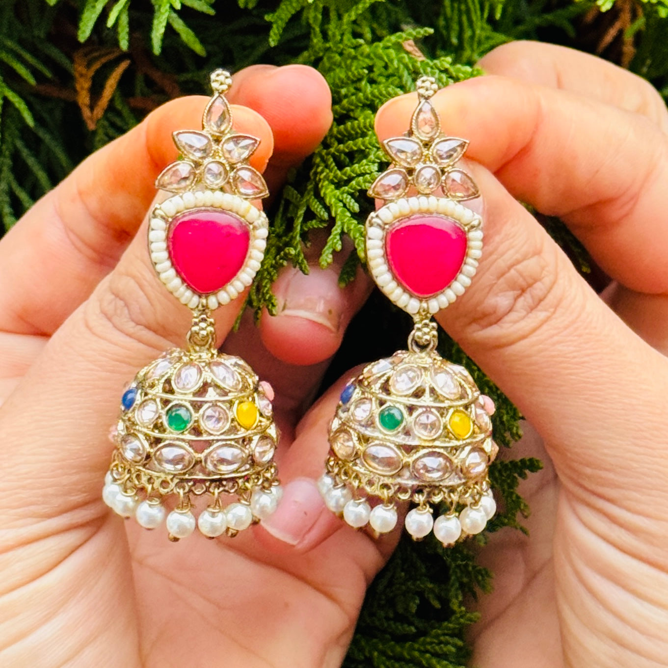 Polki Jhumki Earring Mahndi ph36