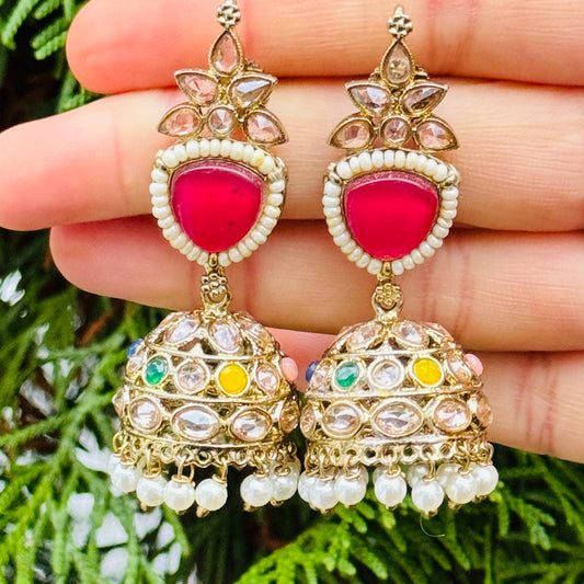 Polki Jhumki Earring Mahndi ph36