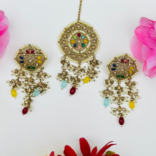 Polki Earring & Tica Mehndi ph59