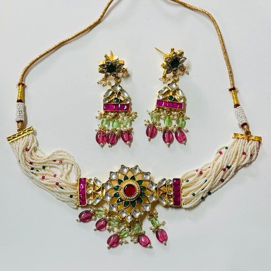 Pachi Kundan Necklace and Earrings ph67