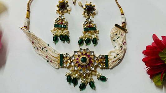 Pachi Kundan Necklace and Earrings ph66