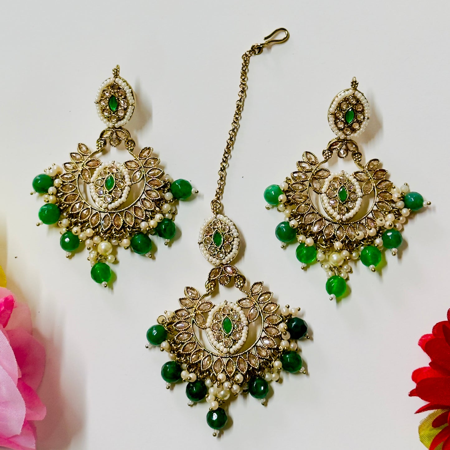 Polki Earring & Tica Mehndi ph56