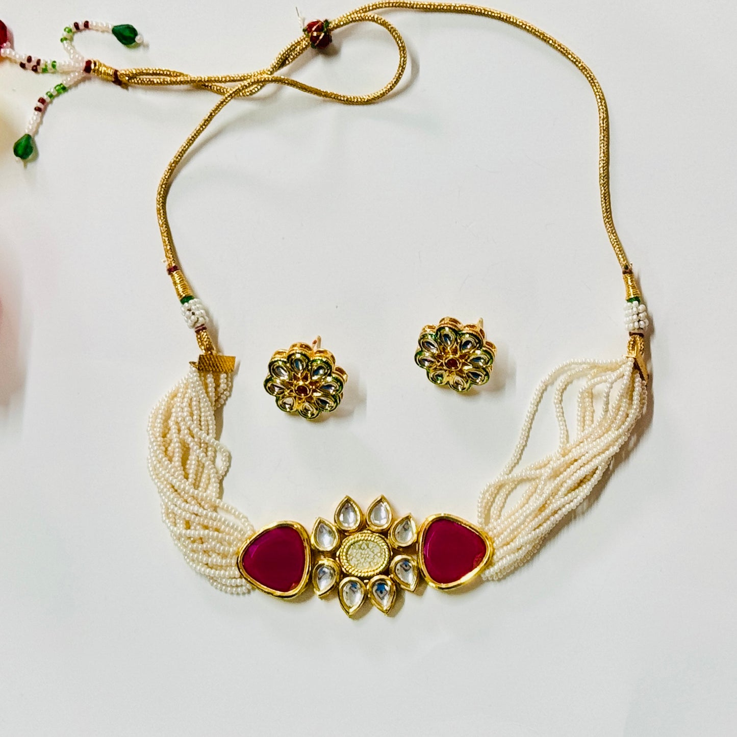 Kundan Golden Choker Necklace and Earrings ph68