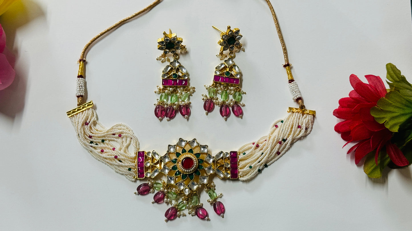 Pachi Kundan Necklace and Earrings ph67