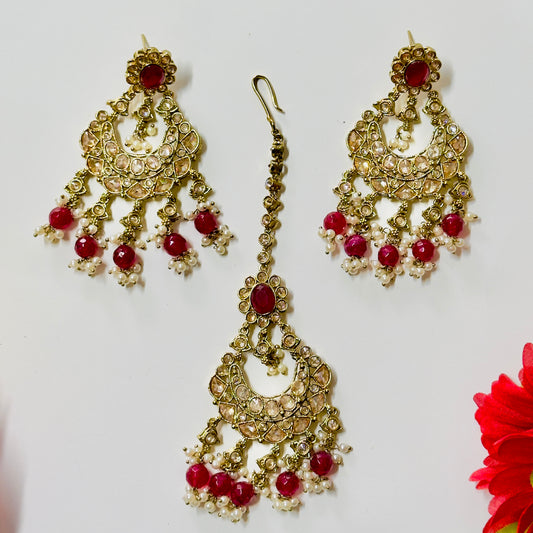 Polki Earrings and Tikka ph51