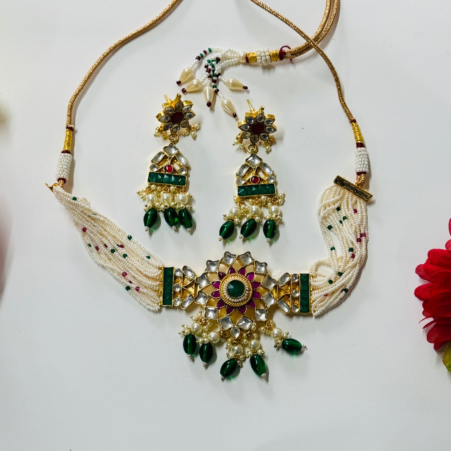 Pachi Kundan Necklace and Earrings ph66