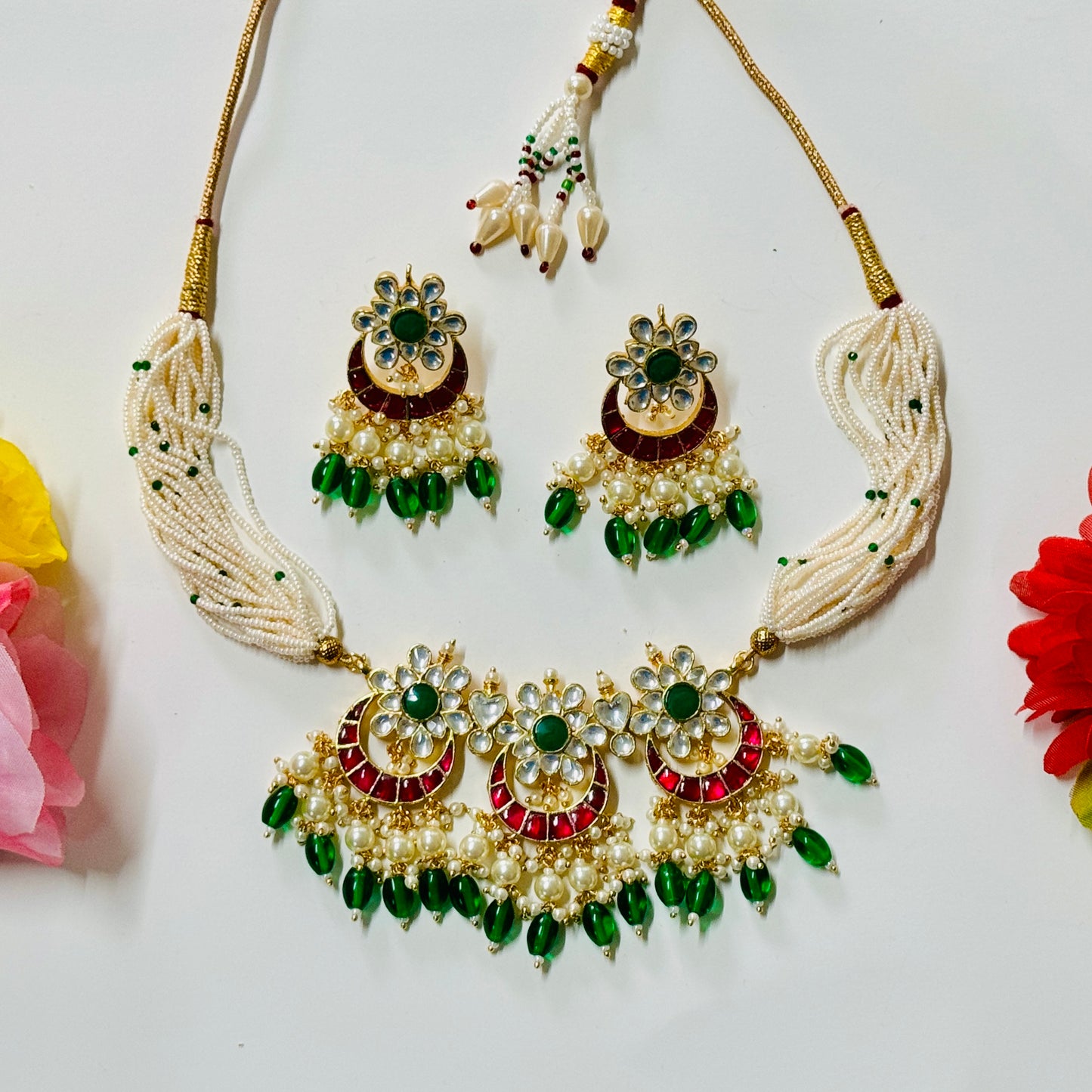 Pachi Kundan Necklace and Earrings ph65