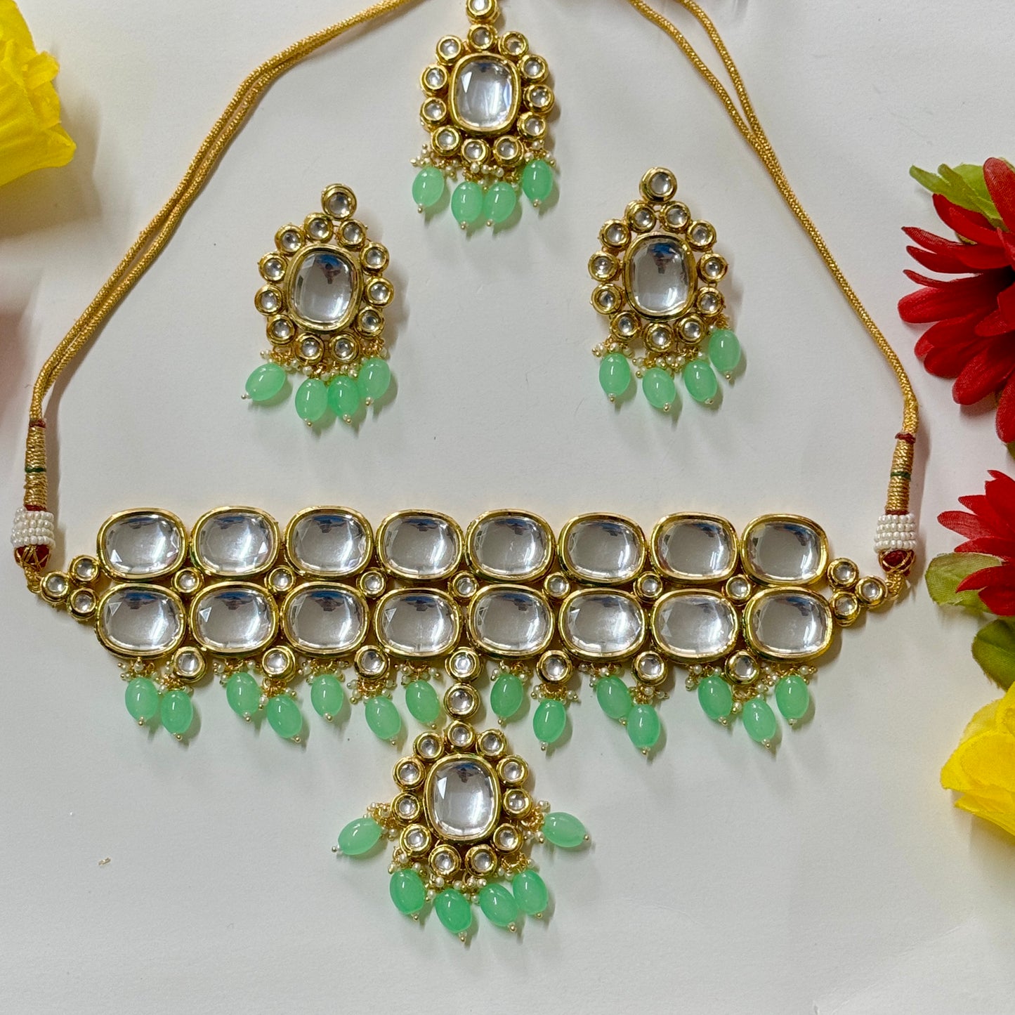 Kundan Necklace with Earrings and Tikka ph80