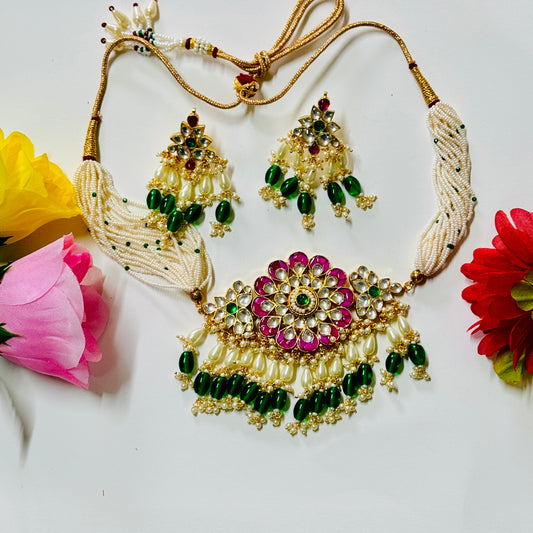 Pachi Kundan Necklace and Earrings ph64