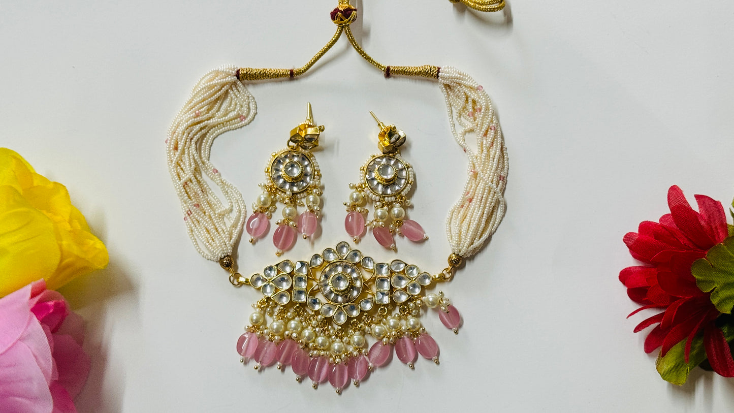 Pachi Kundan Necklace with Earrings ph69